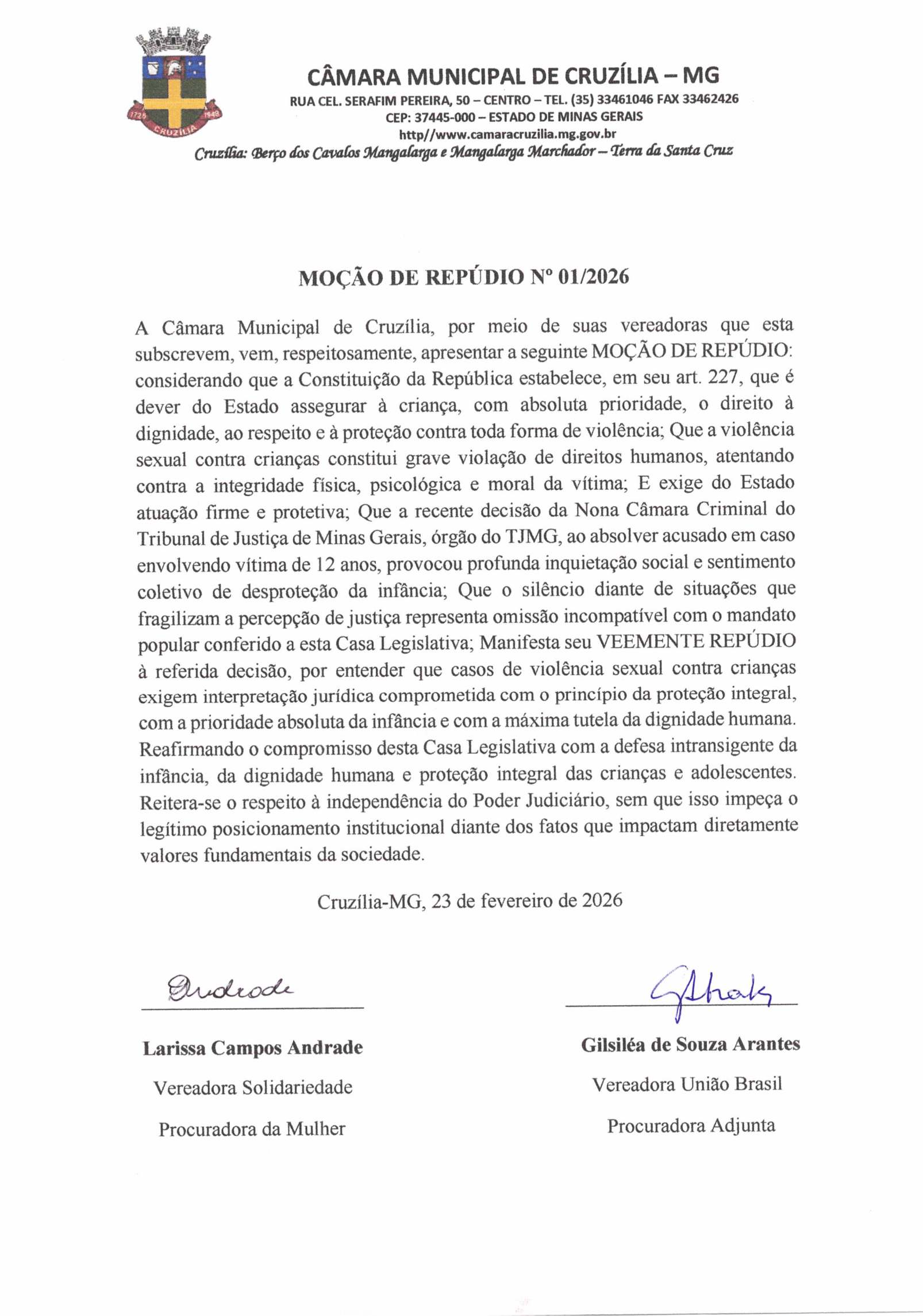 Moção de Repúdio 23-02-2026